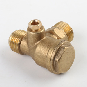 Brass Check Valve 1/2 In X 1/2 In X 1/8 In <b>Threaded</b> For Air Compressor Gas Flow Control - Product Image 2