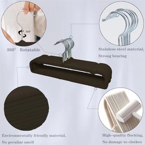Cintres à pantalon en velours fins et peu encombrants, à un seul niveau, antidérapants, pour magasin, garde-robe, hôtel - Product Image 5