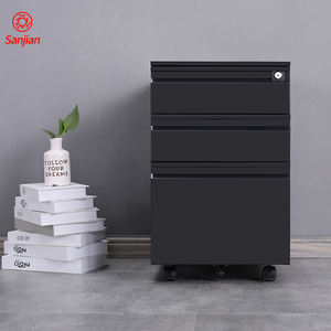 Muebles de oficina de metal y acero de diseño moderno, archivador pequeño de 3 cajones, con mango de acero para pedetal móvil - Product Image 1