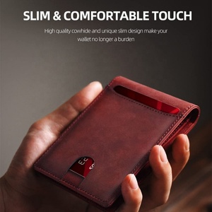 Bifold Slim Design Crazy Horse Leather <b>Wallet</b> <b>RFID</b> <b>Blocking</b> Custom Logo with 6 Credit Card Slots One ID Window Card Holder - Product Image 5