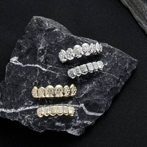 BES Hip Hop Plaqué Or <span class=keywords><strong>Diamant</strong></span> Grilles À Dents Or Argent Grilles Ensemble De Mode Corps Bijoux Dents Haut Bas - Product Image 4