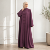 Mexizo 2026 Frog Button Abaya Muslim Kerah Tegak Gaun Maxi Dengan Saku Samping Elegan Sederhana Dubai Islami Abaya Kasual Harian
