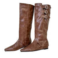 Nouvelles Bottes Western 2026 à Semelle Amovible, Boucles de Ceinture, Hauteur Augmentée, Imperméables, Antidérapantes, Bout Pointu Intérieur, Style Rétro, Hauteur Genou