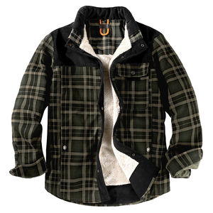 Men's Casual Plaid 100% Cotton Flannel <strong>Lined</strong> <strong>Fleece</strong> Hooded Jacket Long Sleeve <strong>Shirt</strong> with Breathable and Anti-Pilling Feature - Product Image 3