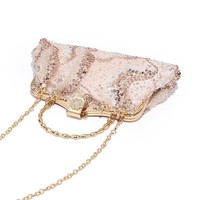Sac à main de mariée élégant, rose champagne, à sequins, pour soirée, sac de soirée haut de gamme, cadeau