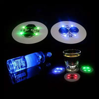 Sous-verre LED étanche en EVA, sous-verre lumineux antidérapant pour verres à whisky, vin, cocktails, bar