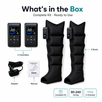 Masseur de jambes sans fil à 5 chambres, compression d'air 30-240 mmHg, pression réglable avec écran LCD, rechargeable, pour usage domestique