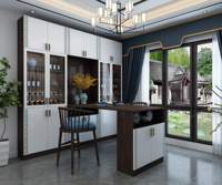 Buffet chinois personnalisé avec comptoir de bar, armoire à vin en bois, vitrine à vin en verre