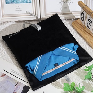 Busta in Velluto Nero 30x20cm per Imballaggio di Vestiti e Capelli, Sacchetto in <span class=keywords><strong>Tessuto</strong></span> Scamosciato con Logo Personalizzato per Extension e Parrucche - Product Image 3