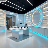 Comptoir d'exposition LED Tech Style pour téléphones portables, table de démonstration pour smartphones et écouteurs, vitrine électronique pour magasin de détail