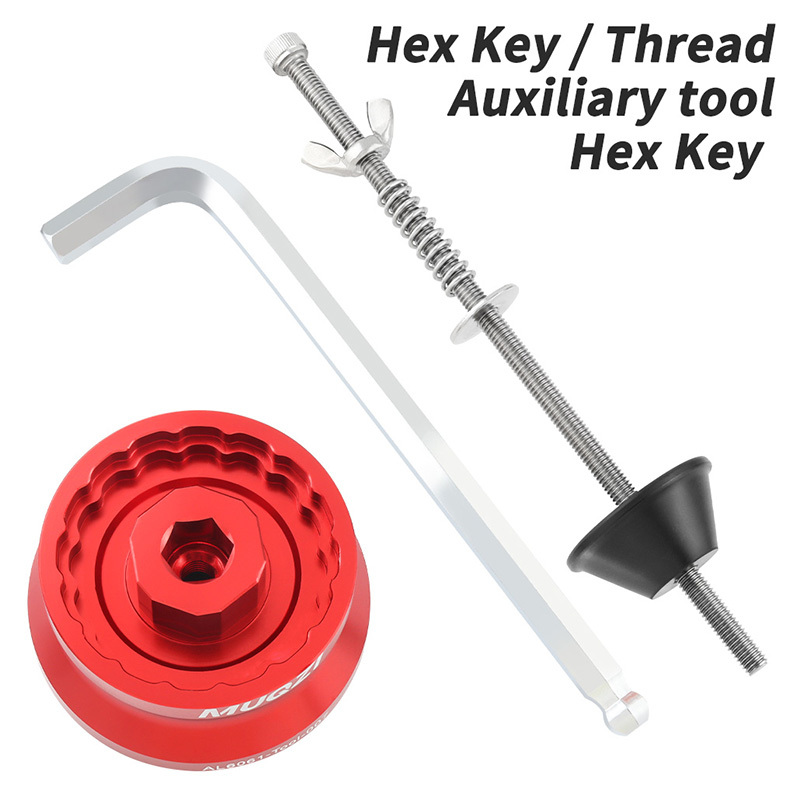 Llave hexagonal/Rosca+Herramienta auxiliar+Llave hexagonal-Roja