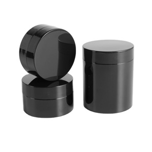 250ml 500ml plastic black PET cosmetic container jar with black lid