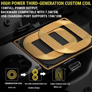 ที่ชาร์จไร้สายในรถยนต์ 15W ชาร์จเร็ว รองรับโทรศัพท์มือถือ ช่องเสียบ USB คู่/QC3.0 สำหรับ Audi Q5L ปี 2018 ขึ้นไป - Product Image 3