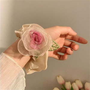 Trendy Cute Hair Scrunchies Primavera Verano Cuerda para el cabello para niñas Moda Mujer <span class=keywords><strong>Pink</strong></span> Rose Accesorios para el cabello - Product Image 5
