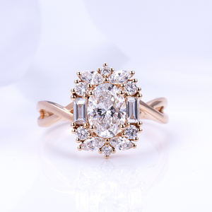 Bague ovale en diamant or jaune 18 carats Messi Jewelry MSR-1364 pour femme - Product Image 1