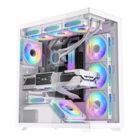 TB02 White Mid Tower PC ATX Gaming Computer Case Tempered Glass Front & Side High Airflow ARGB Sync
