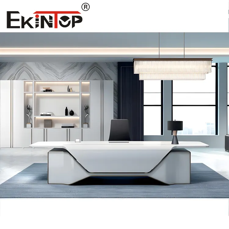 Ekintop, el último Boss Executive, juego de mesa y silla de oficina en forma de L, pintura de piano, gerente de madera, muebles de escritorio de oficina