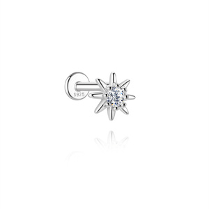 Pendiente de Plata de Ley 925 con Moissanita y Diseño Plano para Joyería Corporal - Product Image 5