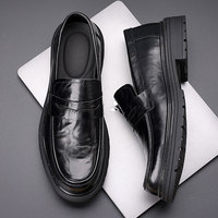 Chaussures en cuir pleine fleur pour hommes, nouvelle collection printemps, chaussures en cuir décontractées pour hommes, chaussures en cuir véritable haut de gamme à semelle épaisse