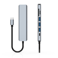 Adaptador de concentrador USB tipo C 7 en 1 con lector de tarjetas multipuerto 4K HDMI USB3.0 TF PD lector SD todo en uno para accesorios de computadora PC