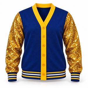 Cardigan Sororité Campus Greek & Embroidery Shop à manches à sequins, col en V, blocs de couleur et poignets rayés - Product Image 6