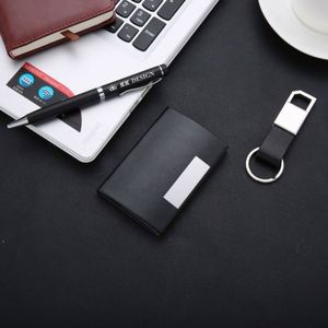 Ensemble cadeau d'affaires personnalisé, porte-clés en cuir PU avec logo personnalisé, porte-cartes et stylos avec impression numérique pour la promotion de la marque d'entreprise - Product Image 2