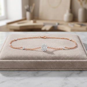 Rose Gold Lab Grown Diamond Oval Center Station Chain Bracelet - Product Image 3