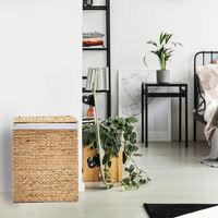 Panier à linge pliable avec fermeture, grands paniers colorés pour couvertures, fruits et légumes, sac fin en osier naturel tissé rond