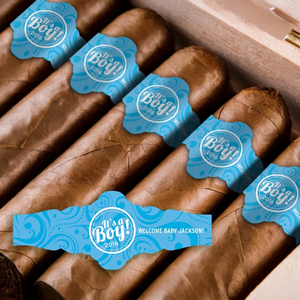 Étiquettes personnalisées pour bandeaux de cigares bleues et noires |   Autocollants <span class=keywords><strong>en</strong></span> papier à gratter |   Parfait pour l'impression de mariage et de fête d'anniversaire - Product Image 2