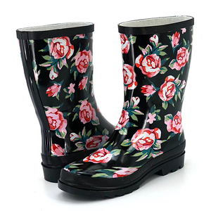 Bottes <span class=keywords><strong>de</strong></span> <span class=keywords><strong>pluie</strong></span> en caoutchouc pour femmes YL318, résistantes à l'eau, mi-mollet, tendance, pour l'extérieur, vente en gros - Product Image 5
