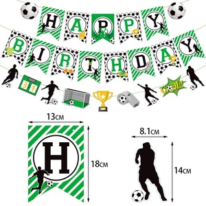 Set di decorazioni per feste di <span class=keywords><strong>compleanno</strong></span> a tema calcio, striscione di <span class=keywords><strong>buon</strong></span> <span class=keywords><strong>compleanno</strong></span> a tema calcio, decorazione per torta. - Product Image 5