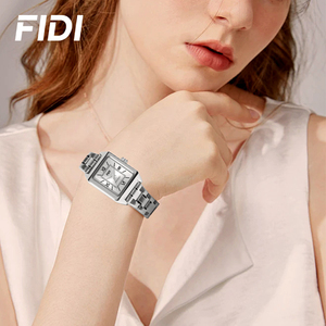Montre FIDI pour femmes d'affaires, cadran carré avec chiffres romains, bracelet en acier inoxydable, étanche, montre-bracelet décontractée pour les amoureux, montres à quartz - Product Image 5
