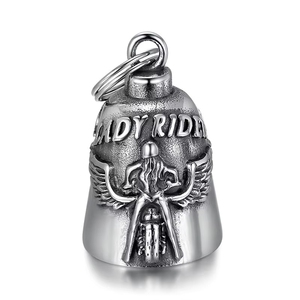 Pronto para Envio: Colar Masculino com Pingente Guardião em Aço Inoxidável 316L, Sino do Espírito de Motociclista, Asa de Anjo, Mensagens 'Ande em Segurança' e 'Amo Você', RTS - Product Image 1