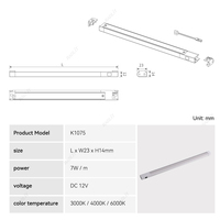 120 Bande lumineuse LED à trois côtés avec capteur de porte, montage en surface, moderne, en plastique, pour armoires de cuisine, DC12V 4100K, dimmable, CRI90