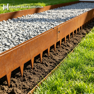 Bordure <span class=keywords><strong>de</strong></span> <span class=keywords><strong>Jardin</strong></span> Moderne <span class=keywords><strong>en</strong></span> Acier Corten Décoratif, Clôture <span class=keywords><strong>en</strong></span> Métal Rouillé pour Aménagement Paysager - Product Image 5