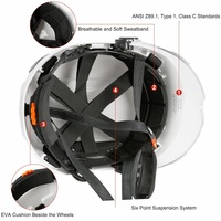 Casque de sécurité ventilé HBC en ABS avec suspension à 6 points EN 397 -20 ° Casque de sécurité de classe C de type I pour la construction et l'escalade