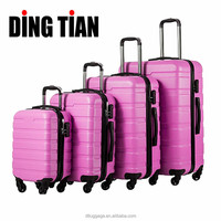 Ensemble de 4 valises en plastique ABS, bagages portables, sacs de voyage, trousses de toilette, valises à roulettes avec valise de cabine de 16 pouces