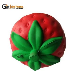 Wholesale Promotional Fruit Strawberry Pu Stress Ball Custom LOGO Printed Strawberry Antistress Toy