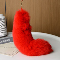 Vente en gros de queues de renard noires de luxe de 40 cm, grandes et moelleuses, porte-clés en fourrure de renard pas cher pour la décoration