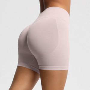 Nuevos shorts de yoga de cintura alta sin costuras con diseño acanalado para mujer, de 3 pulgadas, con espalda en V, efecto levantamiento de glúteos, compresión suave, para gimnasio y ciclismo. - Product Image 2
