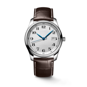 Elegante Reloj de Cuarzo Redondo de Acero Inoxidable para Hombre con Correa de Cuero Genuino, Visualización de Fecha, Esfera de 39 mm, Cristal de Zafiro Longinesing - Product Image 1