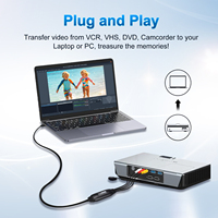 Carte de capture vidéo USB 2.0 RCA AV 1080P, adaptateur AV vers USB-A et Type-C pour caméra, VHS, magnétoscope, pour enregistrement vidéo analogique, câble de 1 m