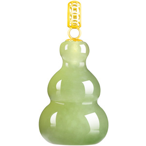 Juego de Colgantes de Calabaza Tridimensional de <span class=keywords><strong>Jade</strong></span> Verde Hetian de Material Antiguo con Cierre de <span class=keywords><strong>Oro</strong></span> de 18k, <span class=keywords><strong>Jade</strong></span> Natural - Product Image 5