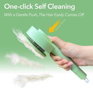 2 in 1 Cat <b>Brush</b> for Shedding with <b>Detangler</b> Comb Self Cleaning Cat Comb Hair <b>Brush</b> for Cats Dog Deshedding <b>Brush</b> Grooming Kit - Product Image 3