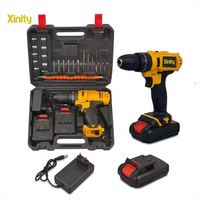 Perceuse sans fil professionnelle 21 V, 2 vitesses, avec batterie au lithium, tournevis, kit d'outils électriques, accessoires pour le travail du bois, avec mallette