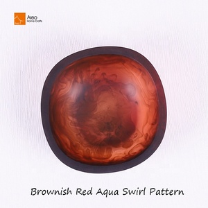 Gran oferta, organizador de joyas de resina con remolino de Aguamarina de Borgoña, bandeja redonda de tocador, anillos, collares, pulseras, relojes, llaves, cuenco decorativo - Product Image 4