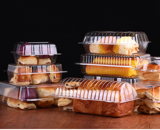 Custom Rectangle Food Grade PET Disposable Clamshell Container Freshness Preservation Modern Design for Bread Bakery/Snack Use