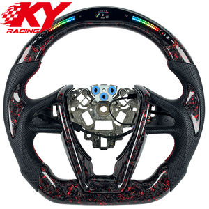 Volant sport LED RPM en cuir véritable et fibre de carbone forgée rouge personnalisé pour Nissan Maxima Bluebird Lannia Sylphy - Product Image 1