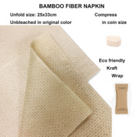 Serviettes jetables en fibre de bambou comprimées, emballage écologique, qualité supérieure, pratiques