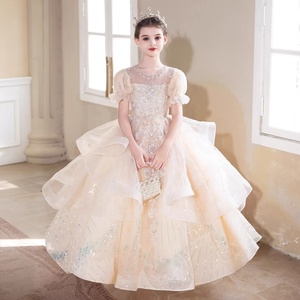 Vestido de Princesa de Lujo Color Champán <span class=keywords><strong>para</strong></span> Niñas, Elegante Vestido Largo <span class=keywords><strong>para</strong></span> Bodas, Damas de Honor, Presentaciones de Piano - Product Image 1